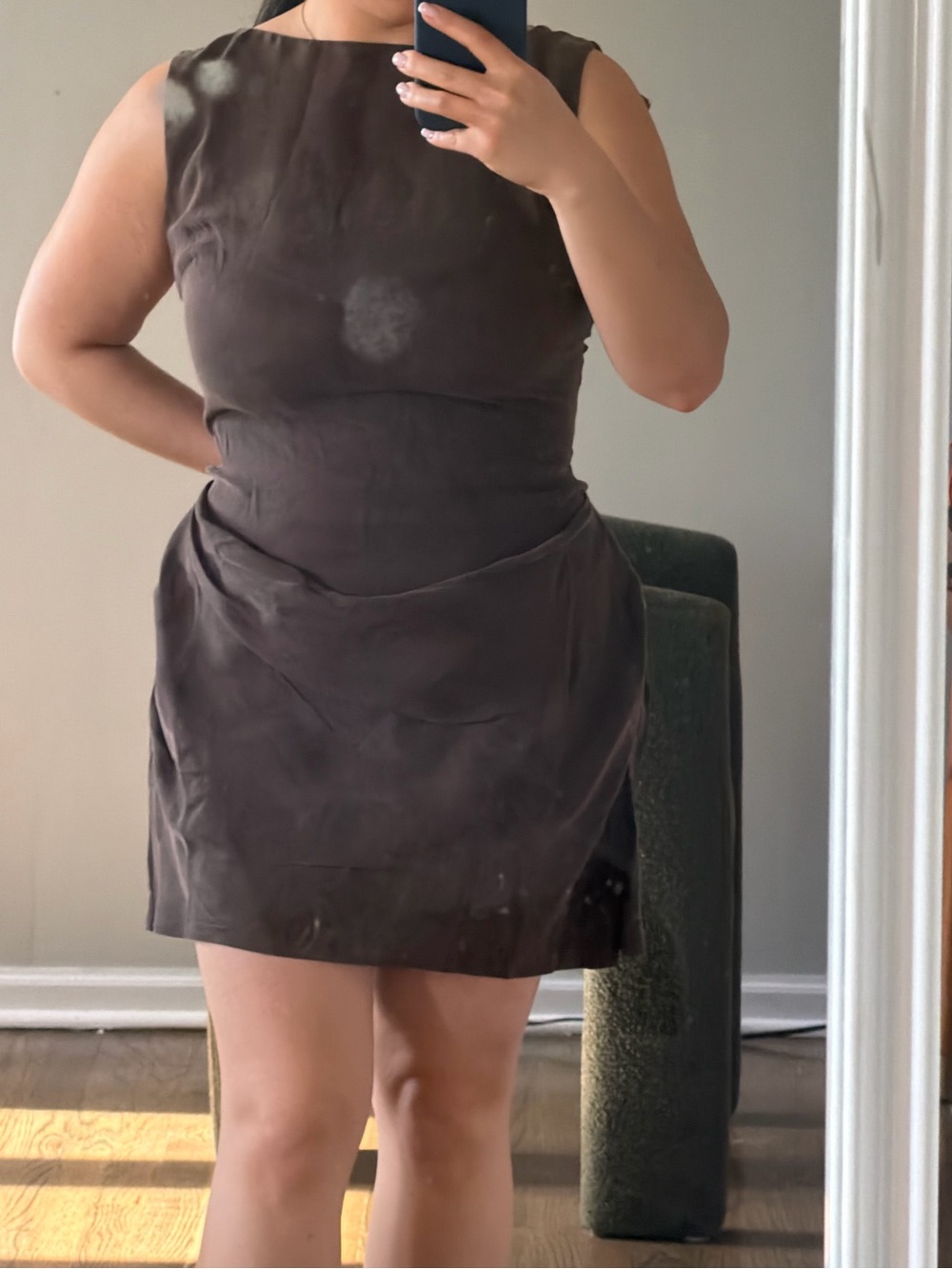 Meshki Brown Sleeveless Mini Dress